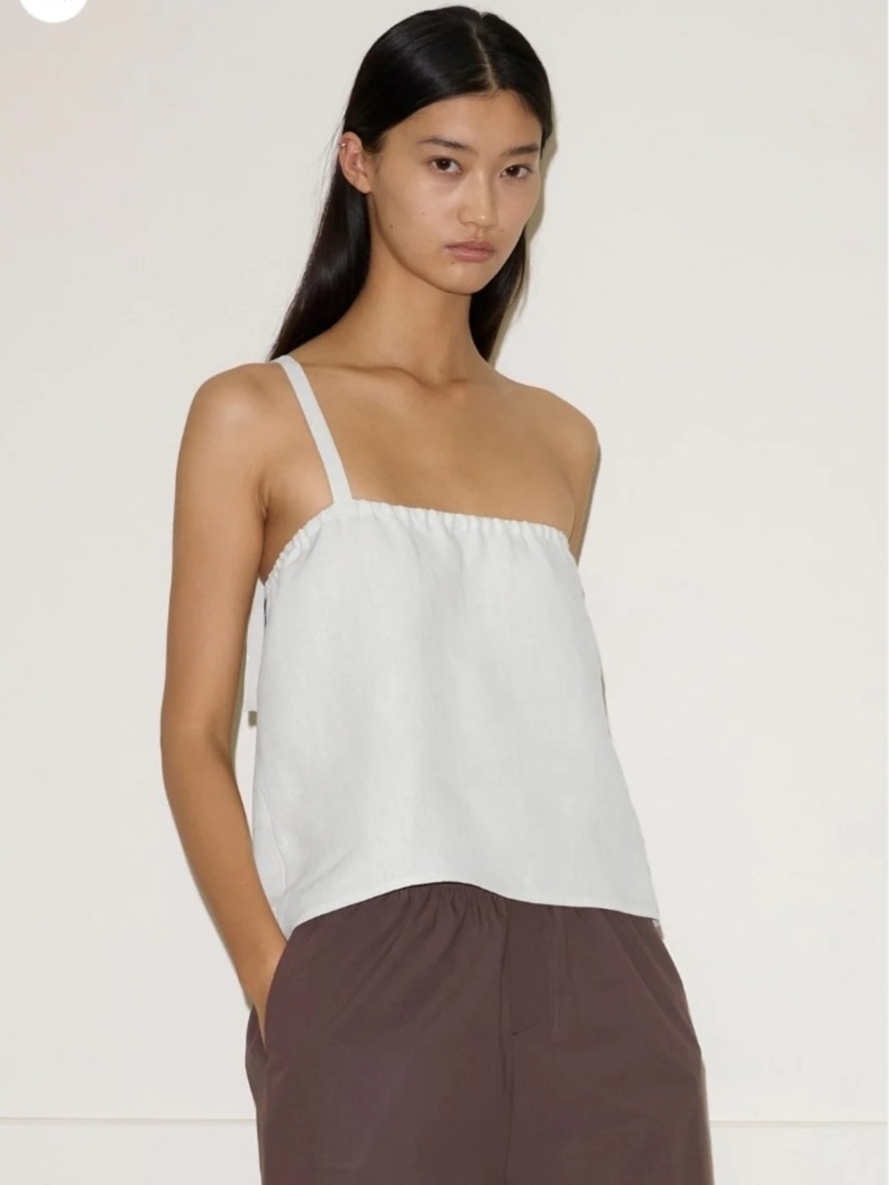 Button Strap Top Asymmetrical